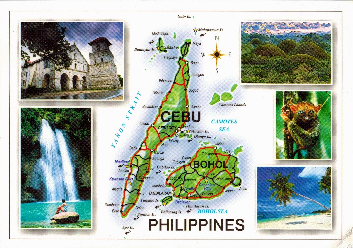 Map Cards Hunting 0340 Philippines Cebu, Bohol