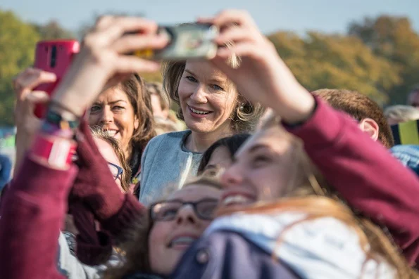 Queen Mathilde of Belgium attend the celebrations for the 100th anniversary of youth movement 'Catholic Guides in Belgium' (Guides Catholiques de Belgique) in Namur,