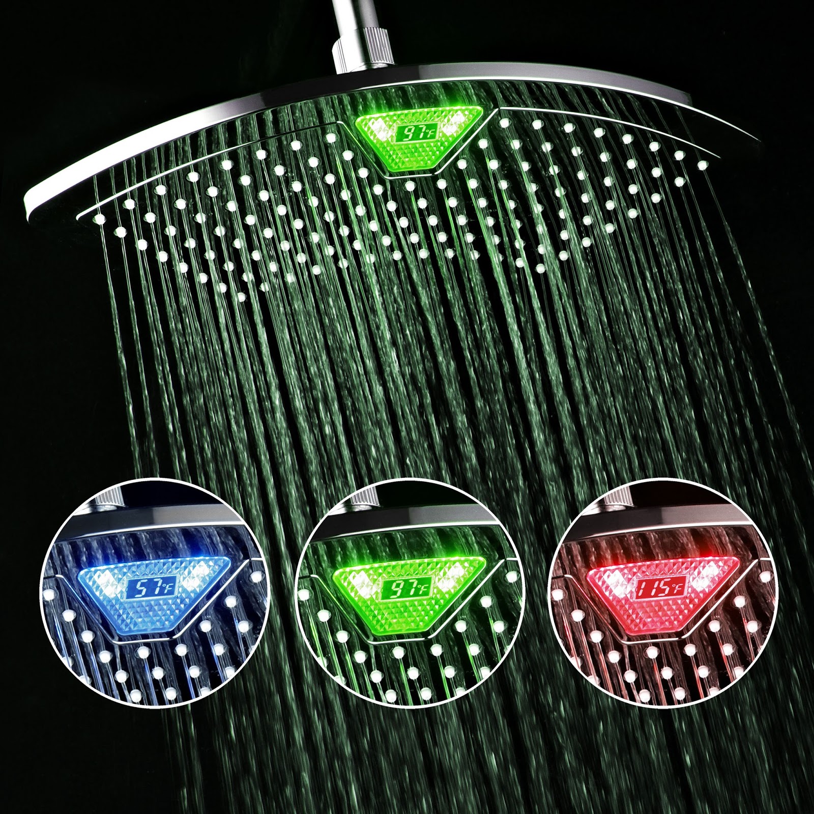 Not Just Another Southern Gal Dreamspa 12 Rainfall Shower Head With Color Changing Led Temperature Display