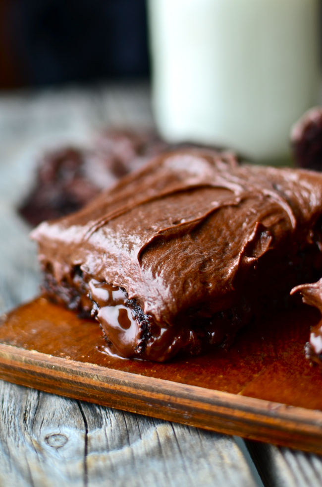 Yammie's Noshery Chewy Gooey Brownies with Creamy Chocolate Frosting