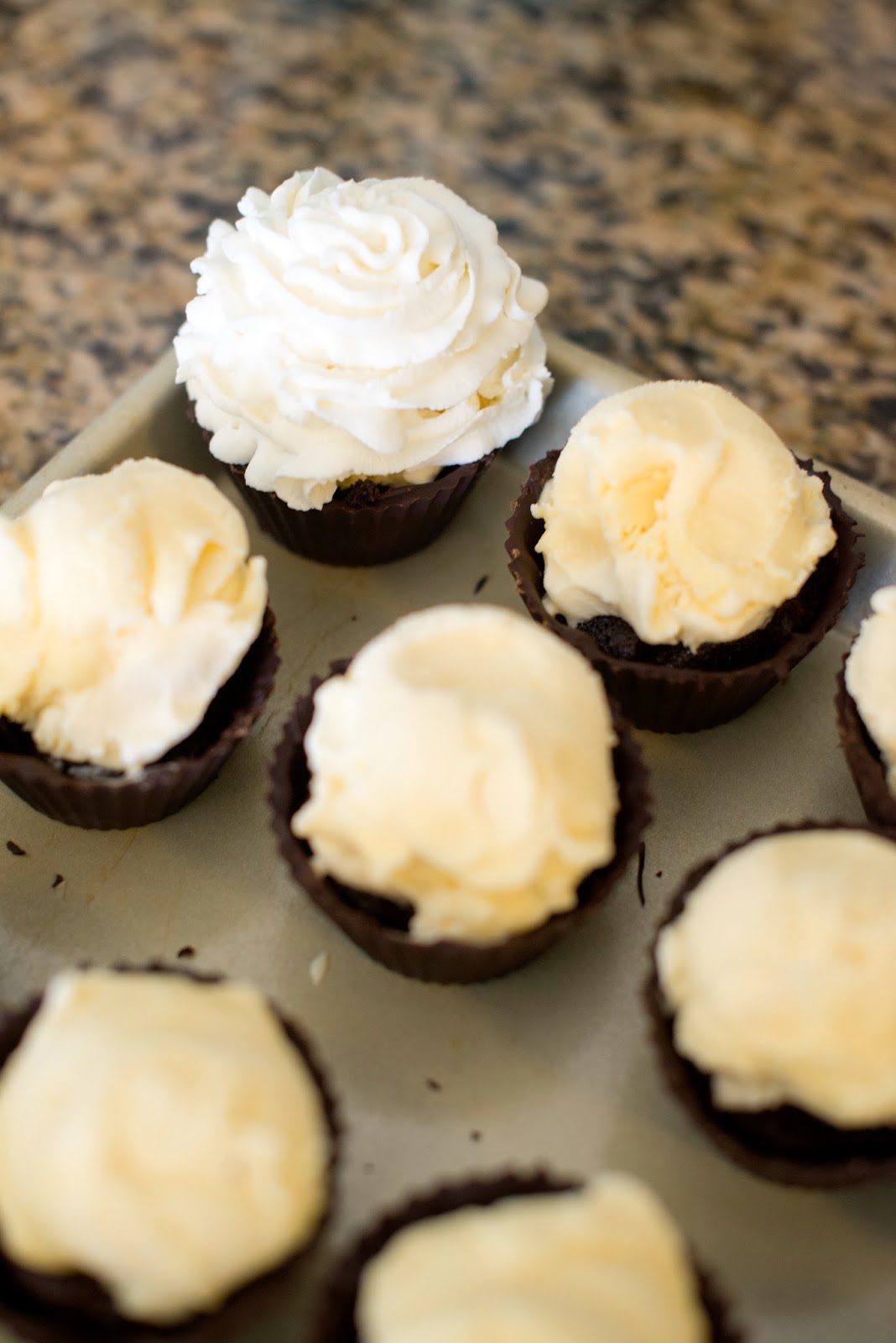 Domestic Fashionista Ice Cream Cake Cupcakes with a Chocolate Shell