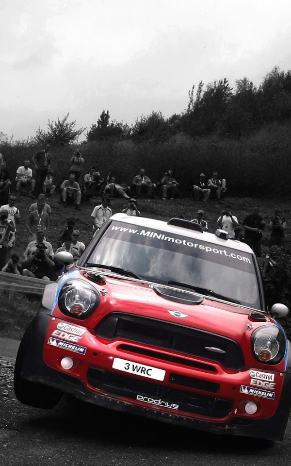 Black And White Red Mini Cooper Racing Android Wallpaper