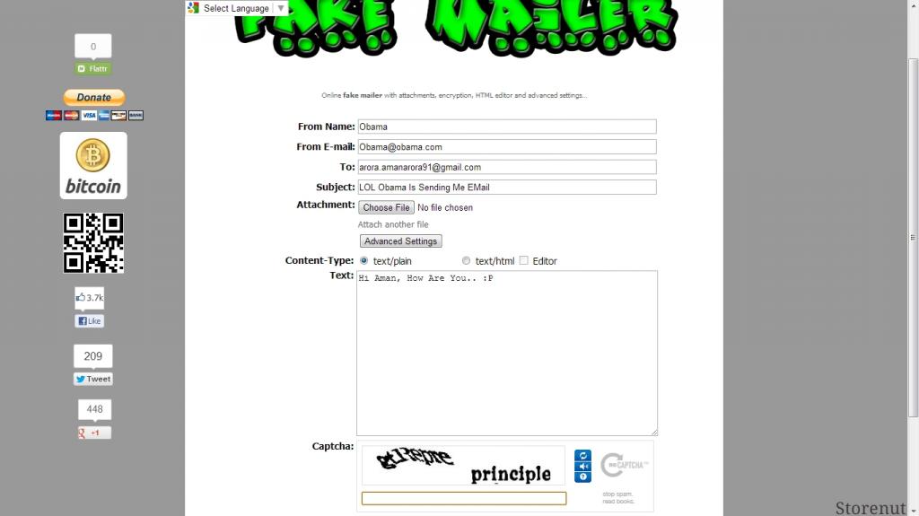 send anonymous mails
