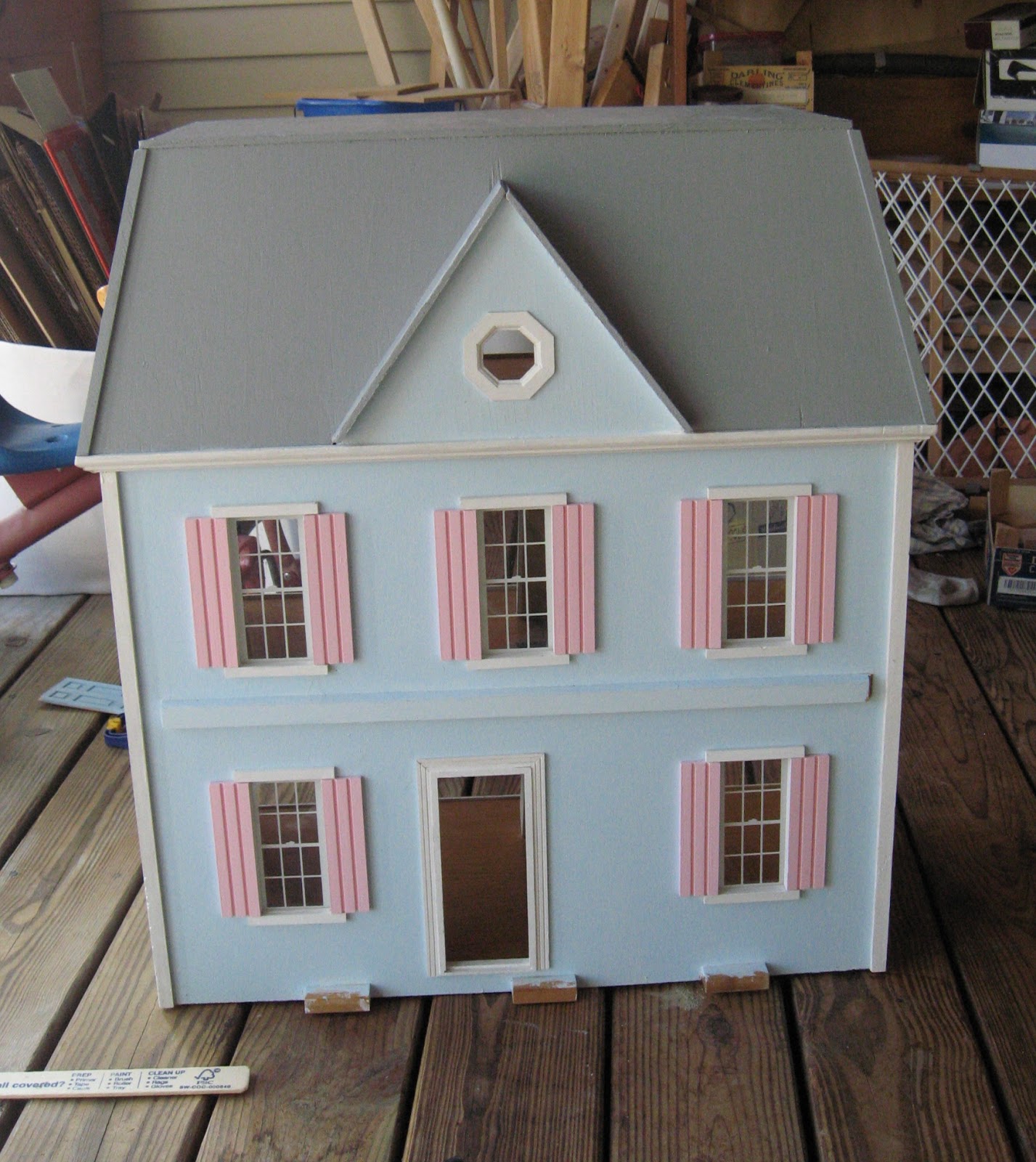 pink and blue dollhouse