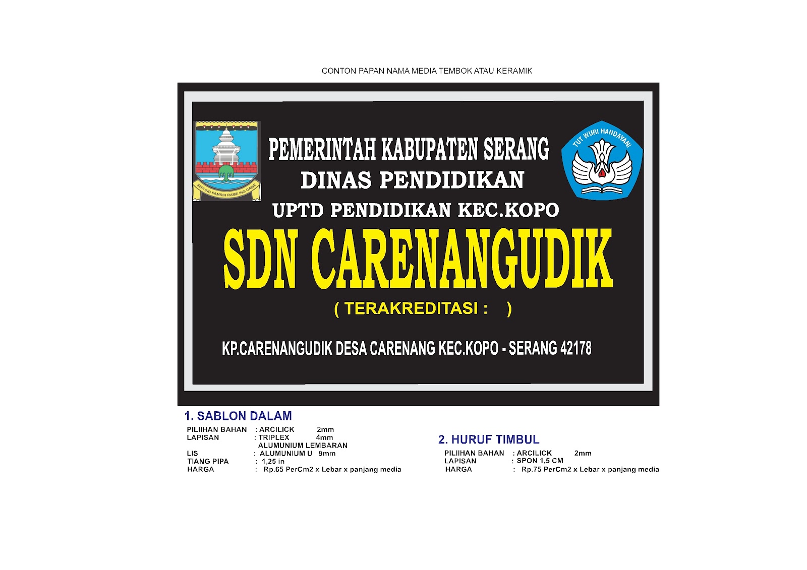 Contoh Design Papan Nama