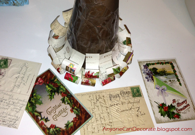 Anyone Can Decorate: Antique Post Card DIY Christmas Trees