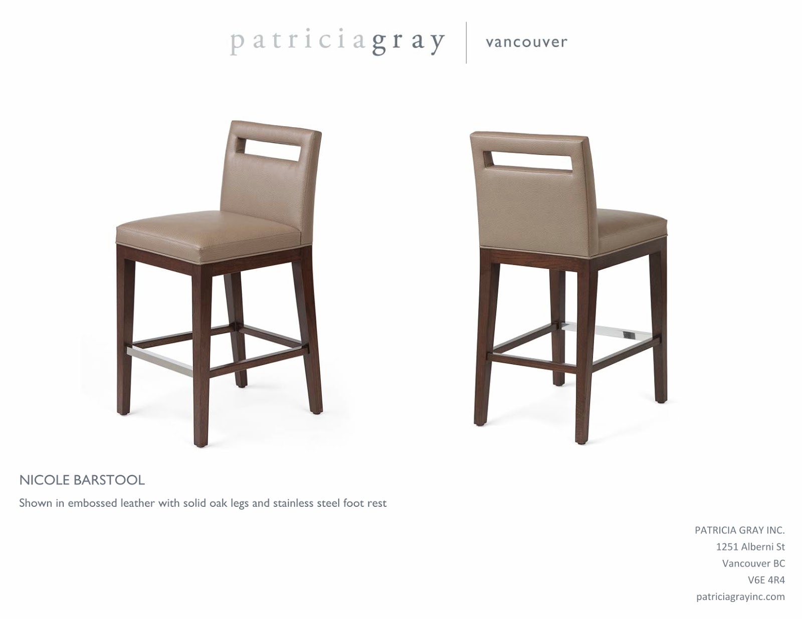 Patricia Gray Interior Design Blog Nicole Barstool Custom Furniture Design Vancouver