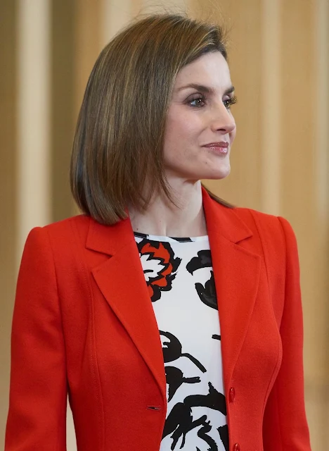 Queen Letizia of Spain attends an audience to a performance of the Board and the Scientific Committee of the Spanish Nutrition Foundation (FEN)