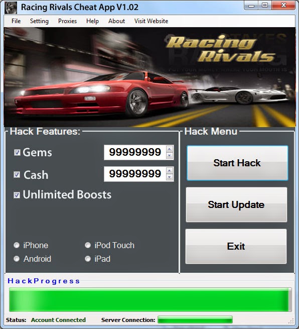 Hack racing rivals for iphone