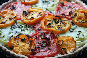 Heirloom tomato and goat cheese tart