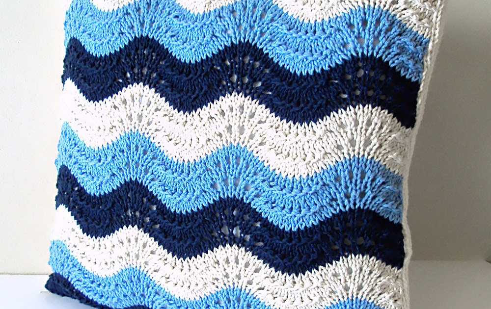 ArtInAll Blue Wave hand knit pillow