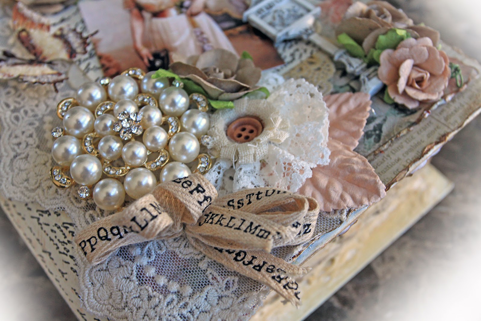 Scraps Of Elegance scrapbook kits - Renea's Charm kit - vintage shabby chic romantic altered book box by Renea Harrison