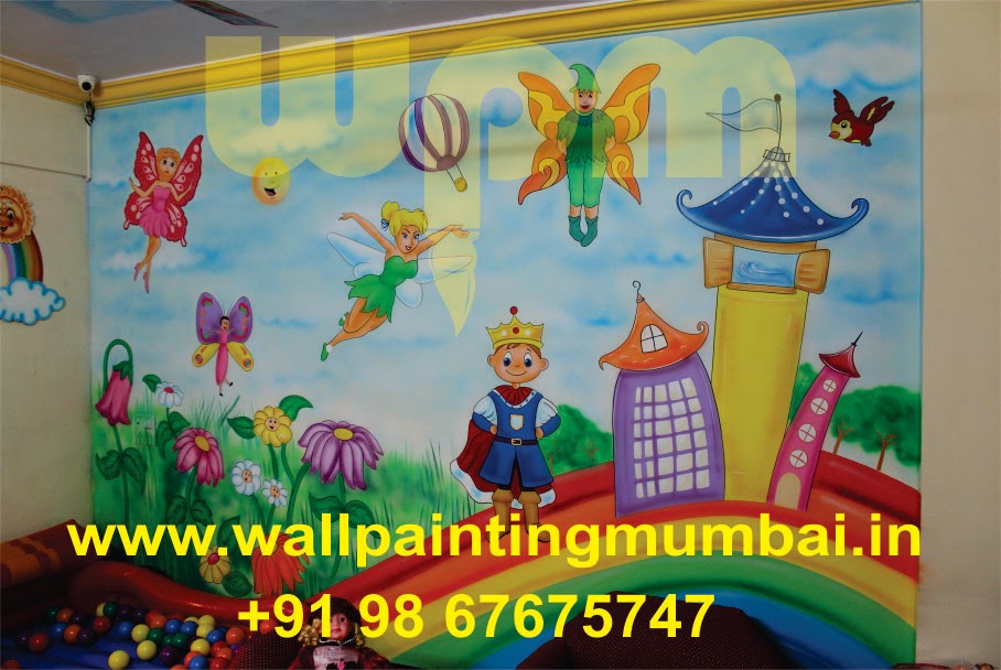 PLAY SCHOOL WALL PAINTING KINDERGARTEN CARTOON THEME WALL PAINTING IN