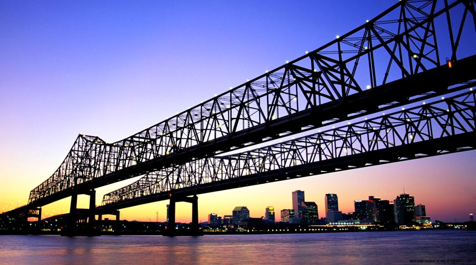 Twilight On Dual Bridges In New Orleans id 128914 Twilight On Dual Bridges In New Orleans id 128914