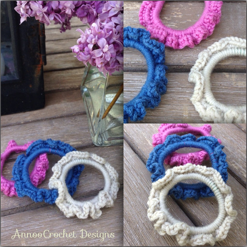 Annoo's Crochet World Easy Ruffled Upcycled Hair Elastic Free Pattern