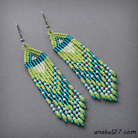 Серьги из бисера - салатовый / бирюзовый / кремовый - 205 / 365 купить серьги ручной работы в украине подарок девушке женщине