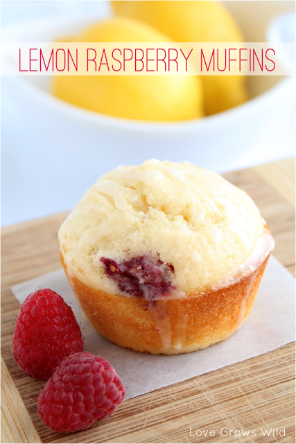 Lemon Raspberry Muffins by Love Grows Wild www.lovegrowswild.com #breakfast #brunch #muffin #raspberry #lemon #recipe