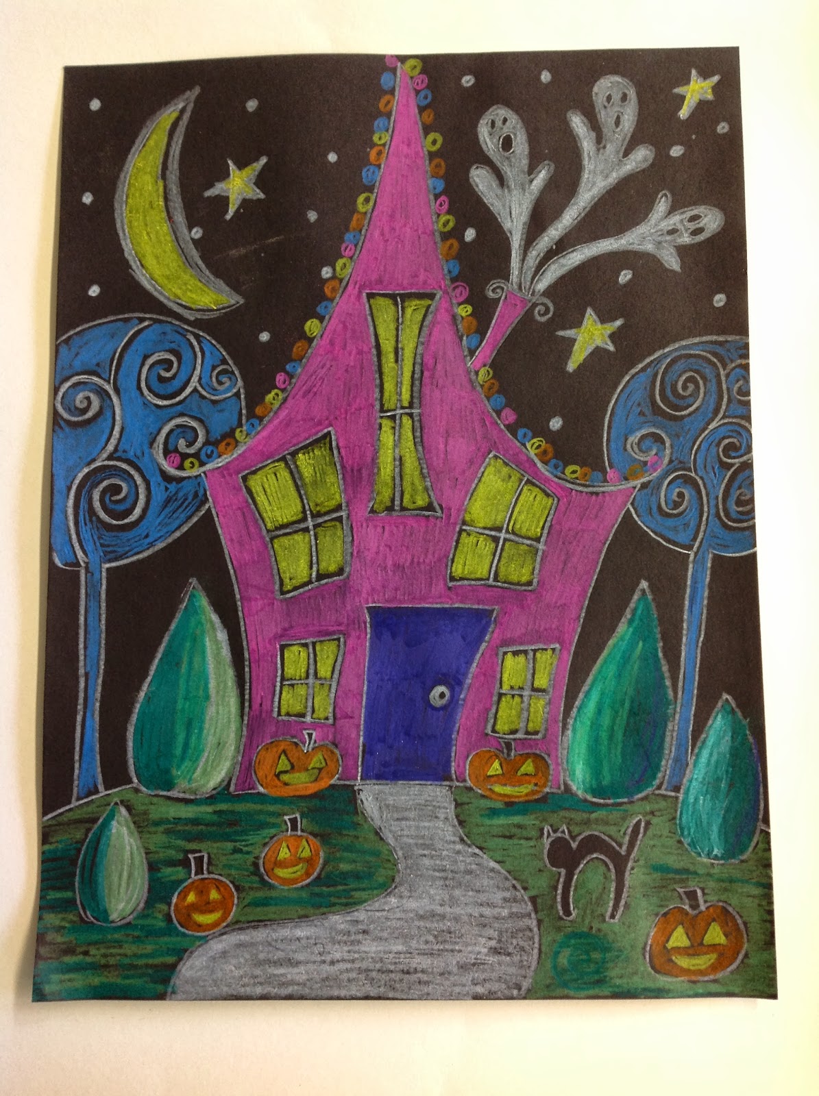 Color It Like you MEAN it!: 4th grade Halloween houses