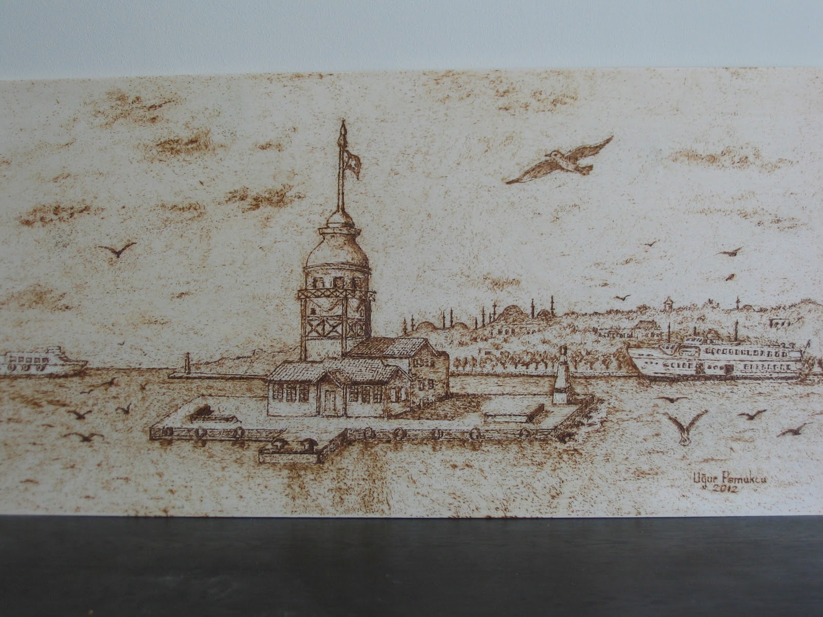 sanatsal etkinliklerim istanbul kizkulesi ahsap yakma istanbul leanders tower wood burning