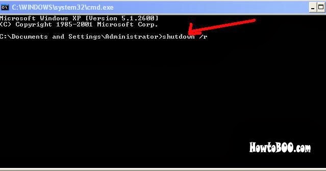 How to restart or reboot windows xp machine in command prompt