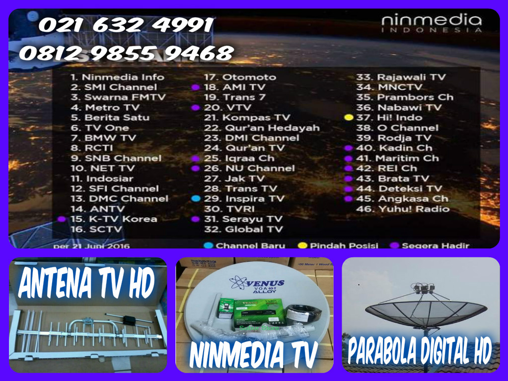 TELP/WA 0812 9855 9468  PASANG ANTENA TV-NINMEDIA-PARABOLA HDMI