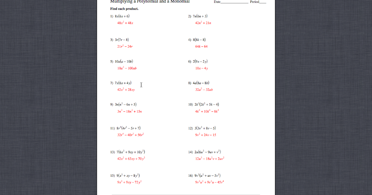 Gyles.Summer.Math.2013: Monomial, Binomial, Polynomial Multiplication