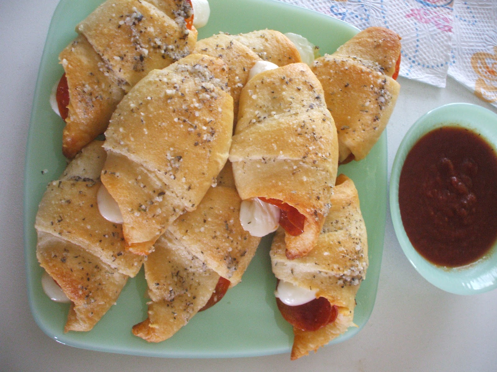 Gray Cardigan Tailgate Food Crescent Pizza Rolls