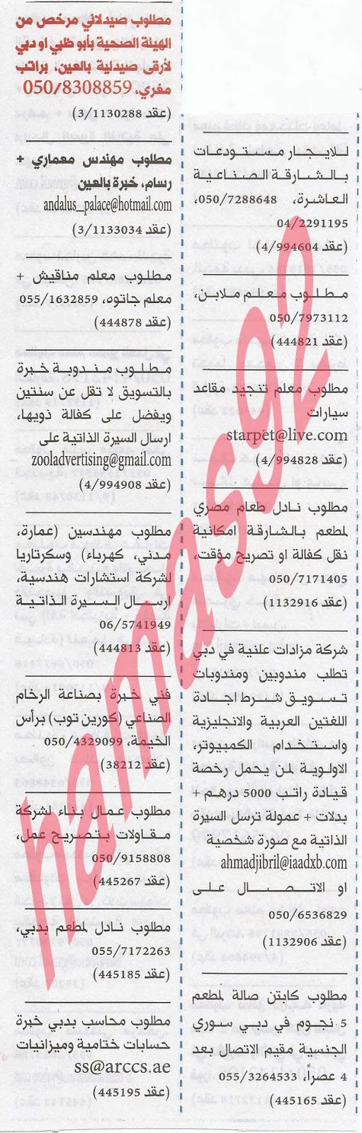 وظائف شاغرة فى جريدة الخليج الامارات الخميس 13-06-2013 %D8%A7%D9%84%D8%AE%D9%84%D9%8A%D8%AC+8