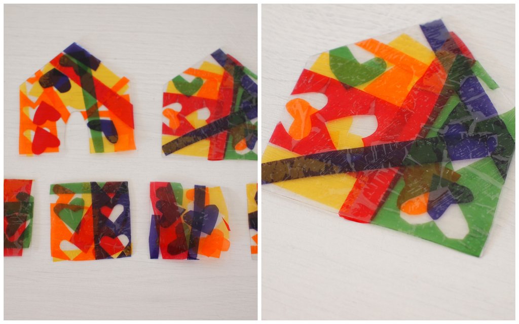 Make a stained glass house using cellophane Pink Stripey Socks