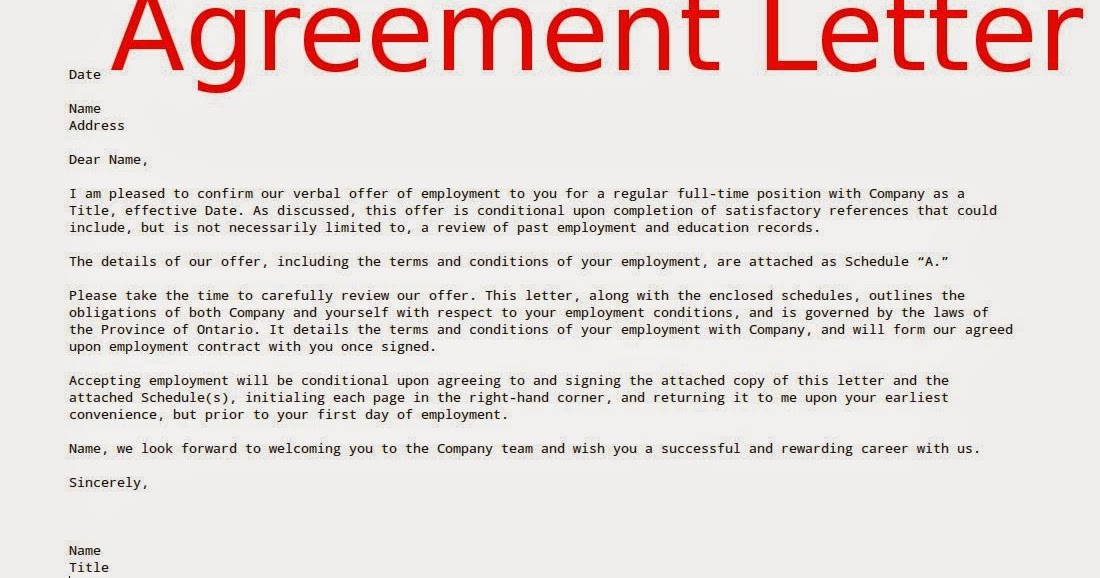 examples agreement letters ~ samples business letters