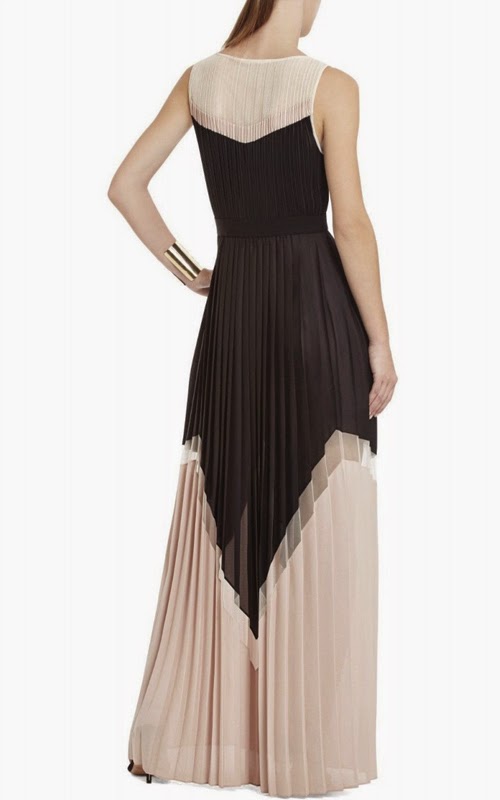 2016 Sexy Prom Gown BCBG Kathrine Long Pleated Color Blocked Dress
