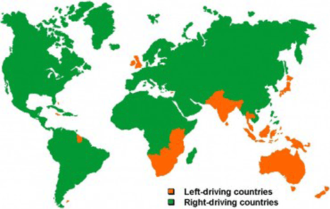 peta negara menyetir mobil