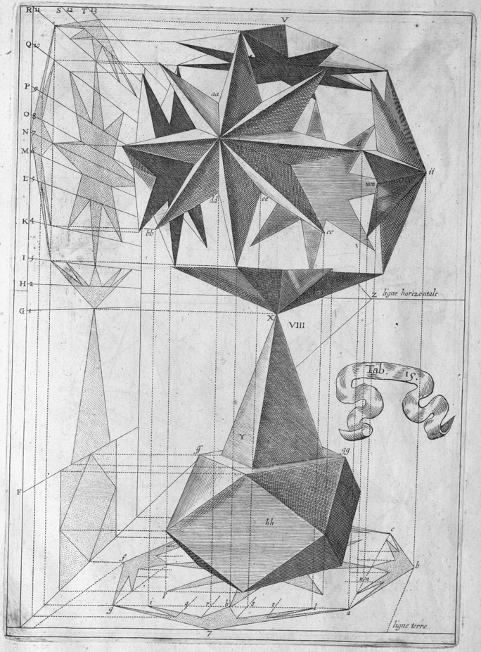 art + geometry perspective engraving from 1600s