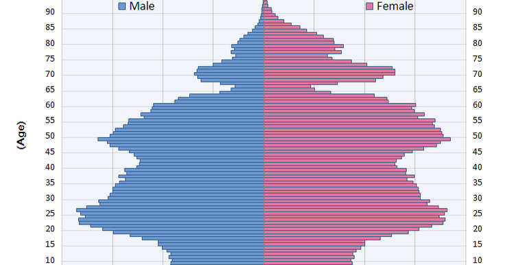 Graphs and Stuff: Population Pyramid of Russia in 2010 Showing the