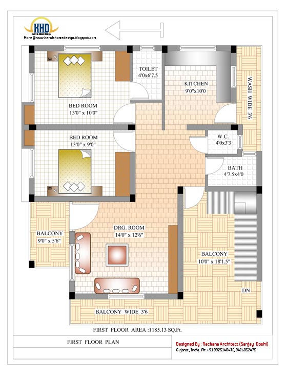 First floor house plan - 2370 Sq.Ft.