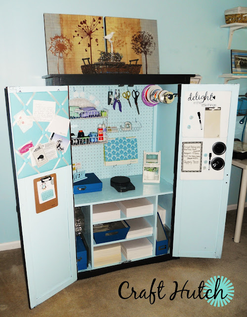 TV Turned Craft Hutch Storage Unit {Before & After Pictures