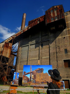 Urban decay - Industrial heritage artist Jane Bennett painting 'en plein air' at the White Bay Power Station Urban decay - Industrial heritage artist Jane Bennett painting 'en plein air' at the White Bay Power Station