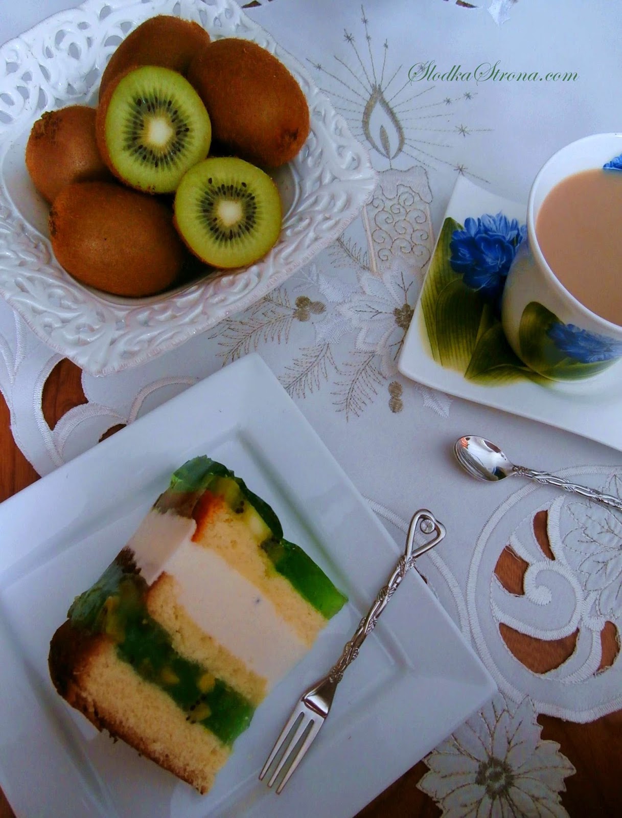 Tort - Ciasto z Owocami Kiwi - Przepis - Słodka Strona