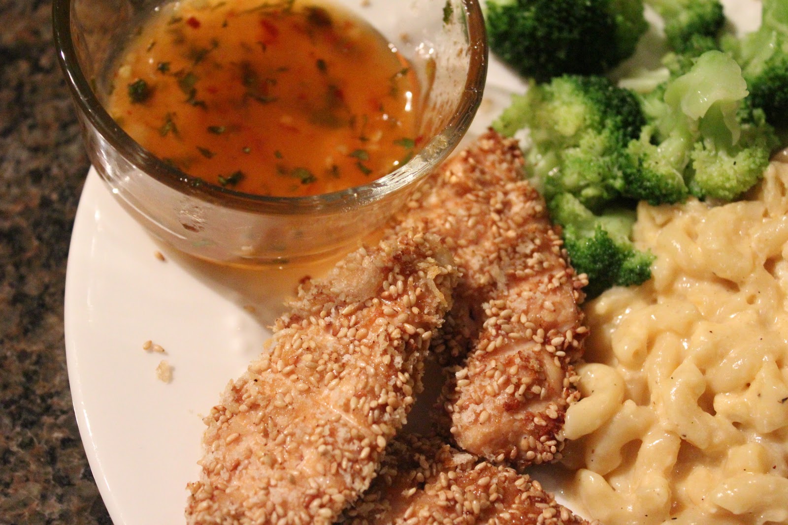 No Raisins On My Parade SesameCrusted Chicken Fingers & Thai Sweet