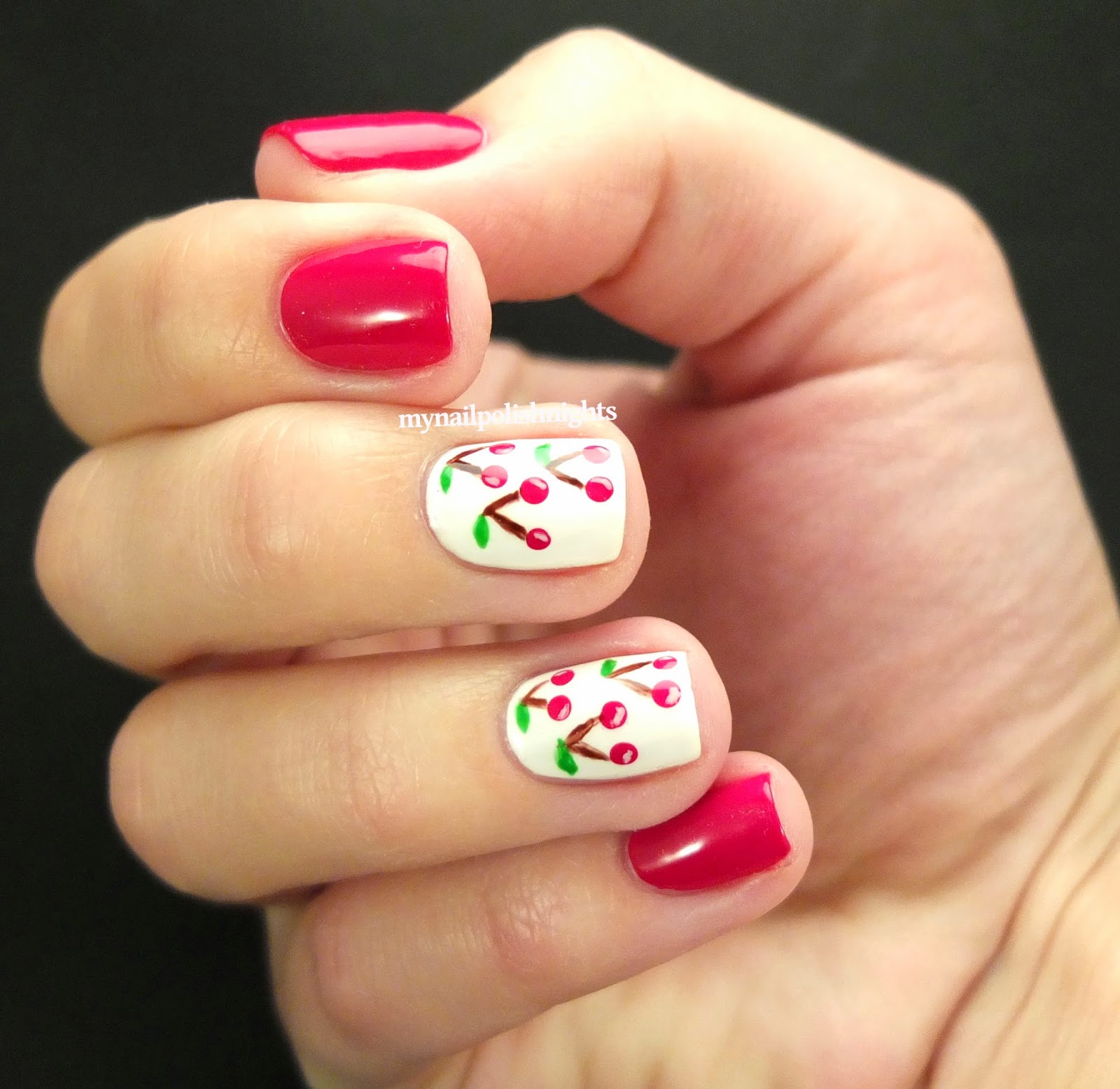 My Nail Polish Nights Cherries on my nails. Using Revlon Cherries in