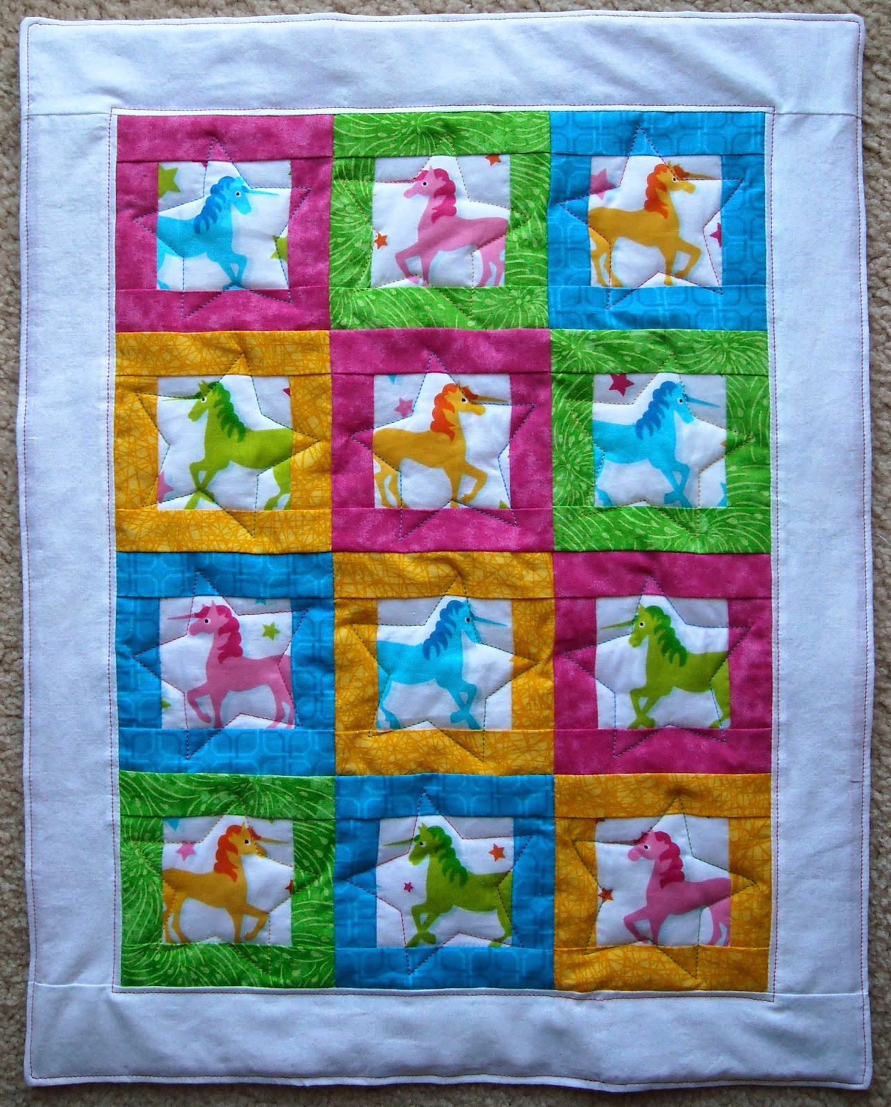 Crafter without a Cat Unicorn Doll Quilt