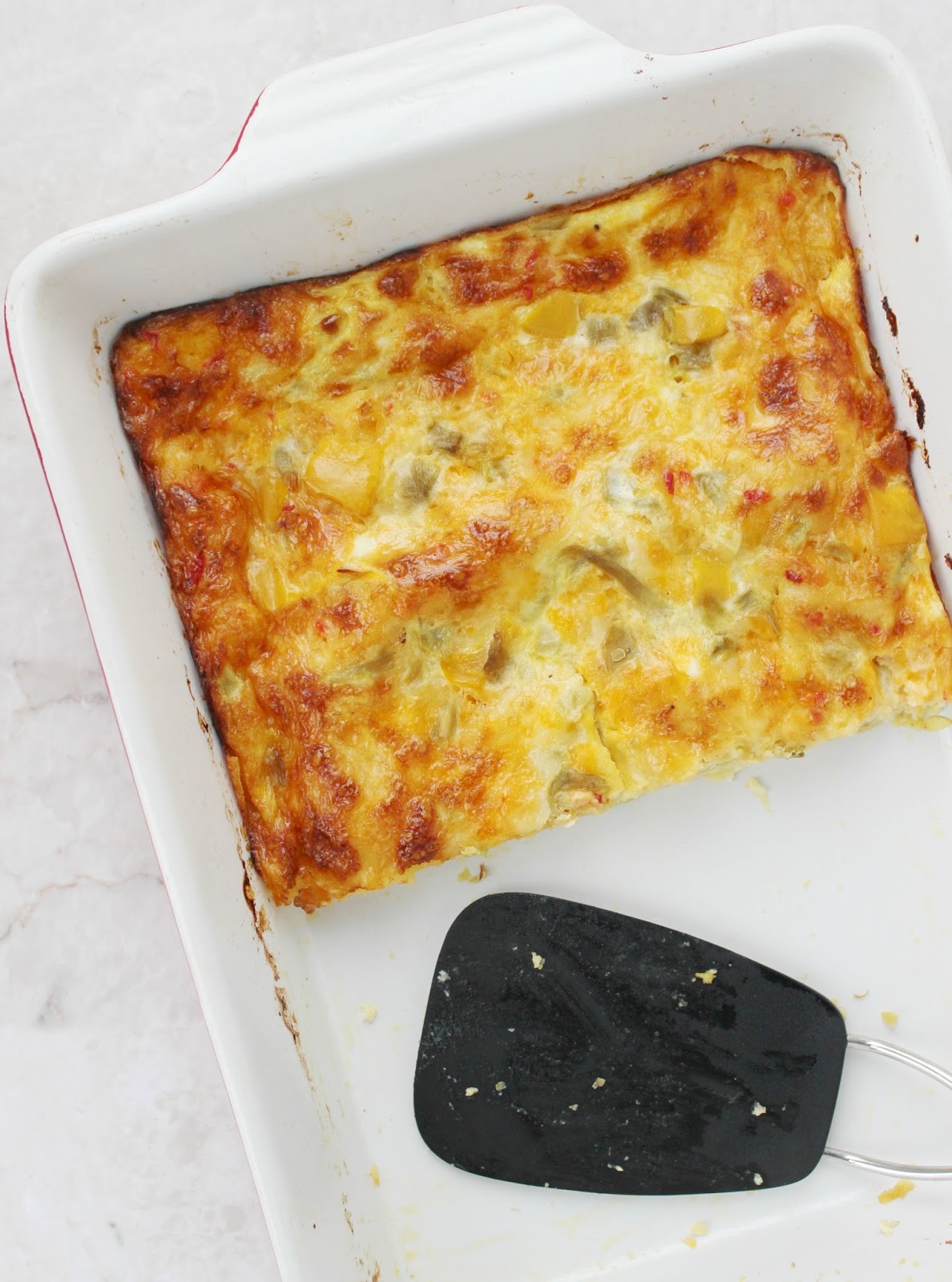 Stew or a Story Green Chile Strata (with leftover Pimento Cheese!)