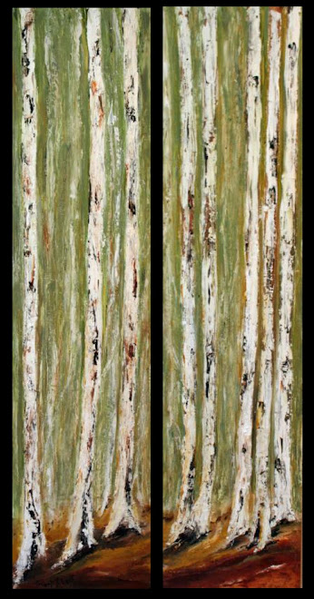 Birch V - 2 Panels 12x48 each Oil on Board