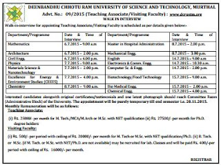 Walk in interview in Deenbandhu Chhotu Ram University of Science and Technology (www.tngovernmentjobs.in)