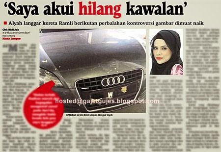 Langgar Kereta Ramli,Alyah Terima Padah