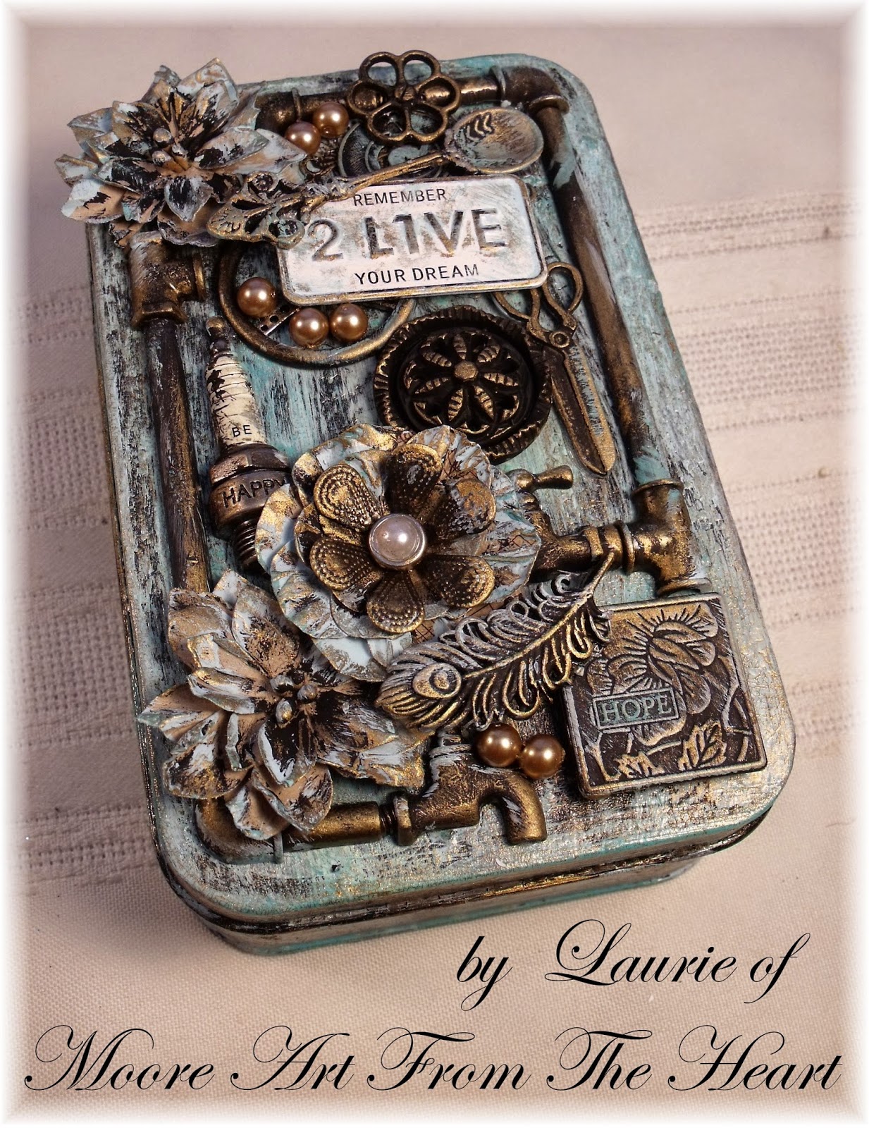 Moore Art From The Heart Tin With Painted Patina