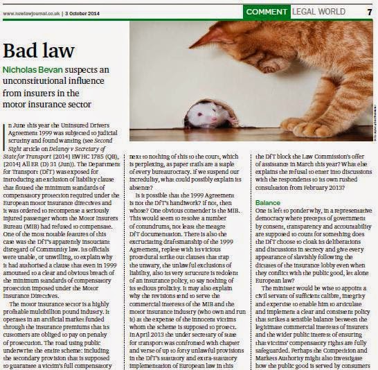 Nicholas Bevan, Bad Law, New Law Journal article 3 October 2014