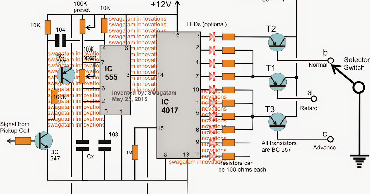 Easy Electronic Circuits Selectable CDI Spark Advance/Retard Circuit