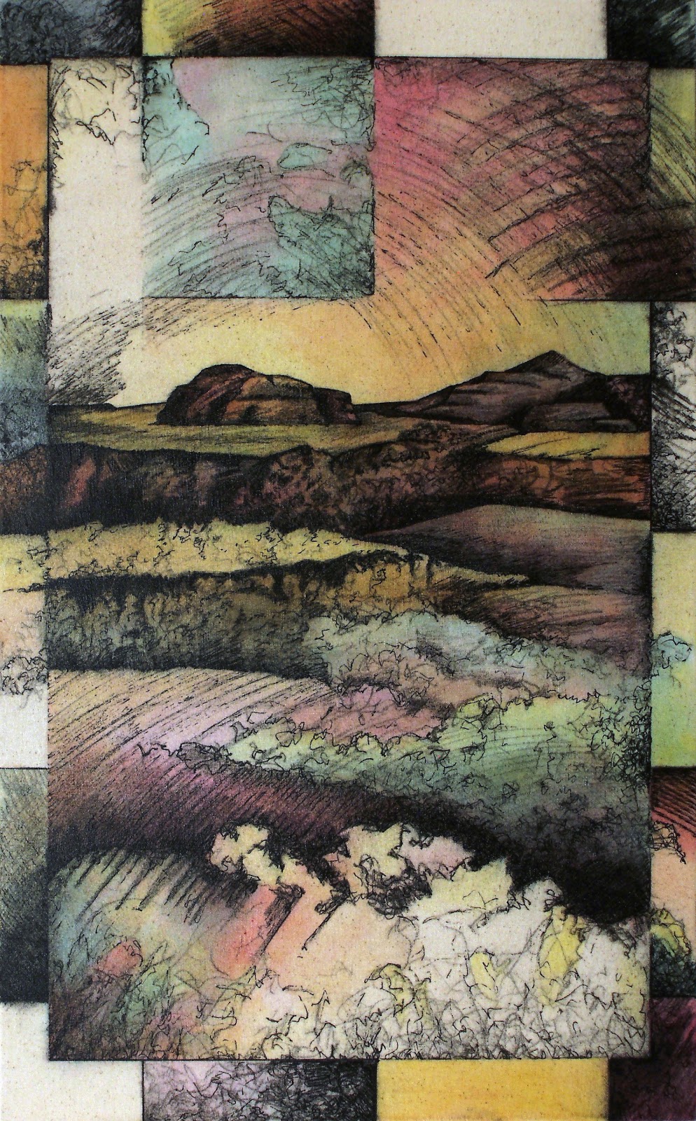 GREEN INK SEEN hybrid works acrylic & charcoal on canvas