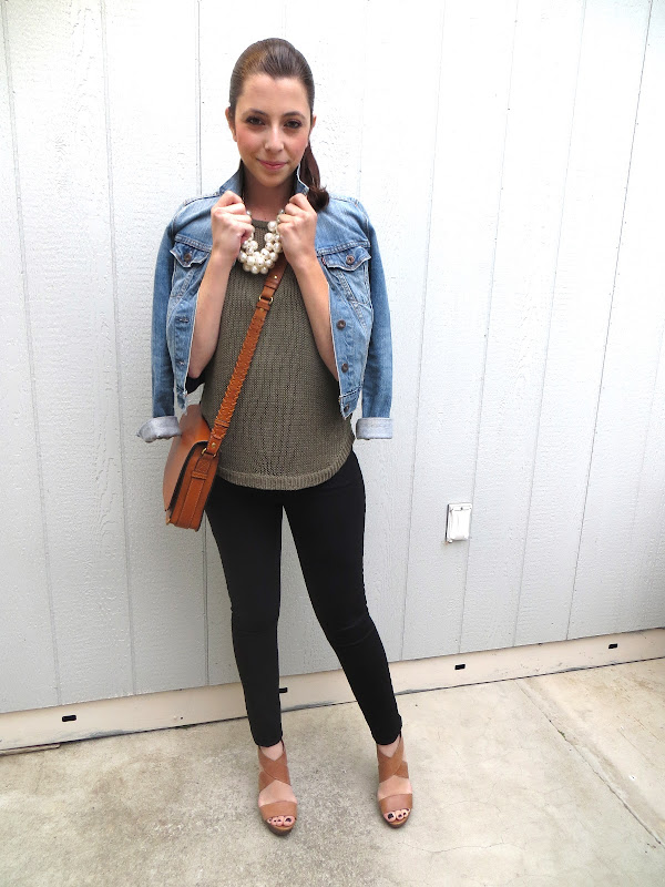 Coast With Me:.And I'm Wearing Olive Green. Again. Sweater - H&M (Similar styles here, here, here, or here) ; Jeans - Gap (Exact one here) ; Denim Jacket - Urban Outfitters (Similar style here or here) ... - Coast With Me:.And I'm Wearing Olive Green. Again.